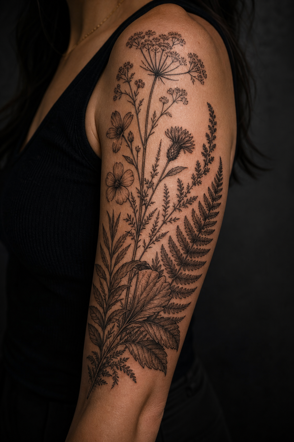 Botanical illustrative tattoo